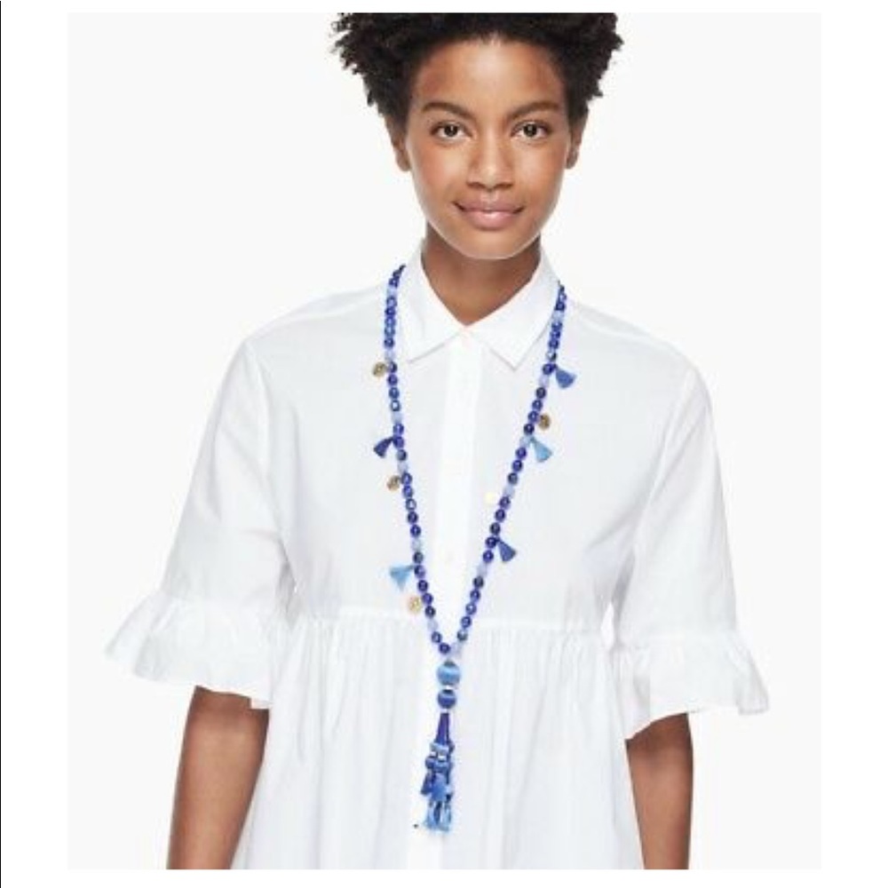 Kate Spade Long Pendant Tassle Beaded Necklace